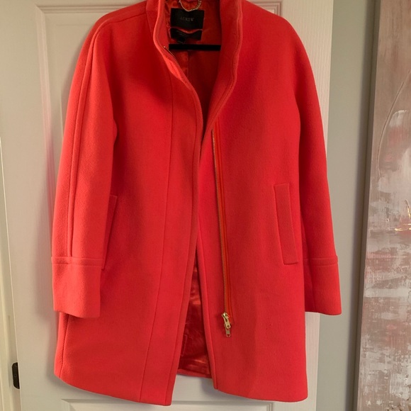 J. Crew Jackets & Blazers - J Crew Bright Orange Stadium Wool Coat Size 8
